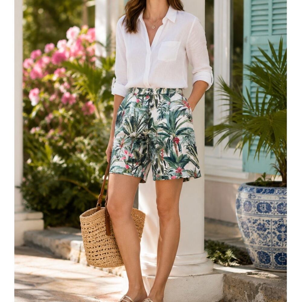 J. McLaughlin Cove Shorts Bermuda Hawaiian SZ 6 NWT Old Money Coastal Resort